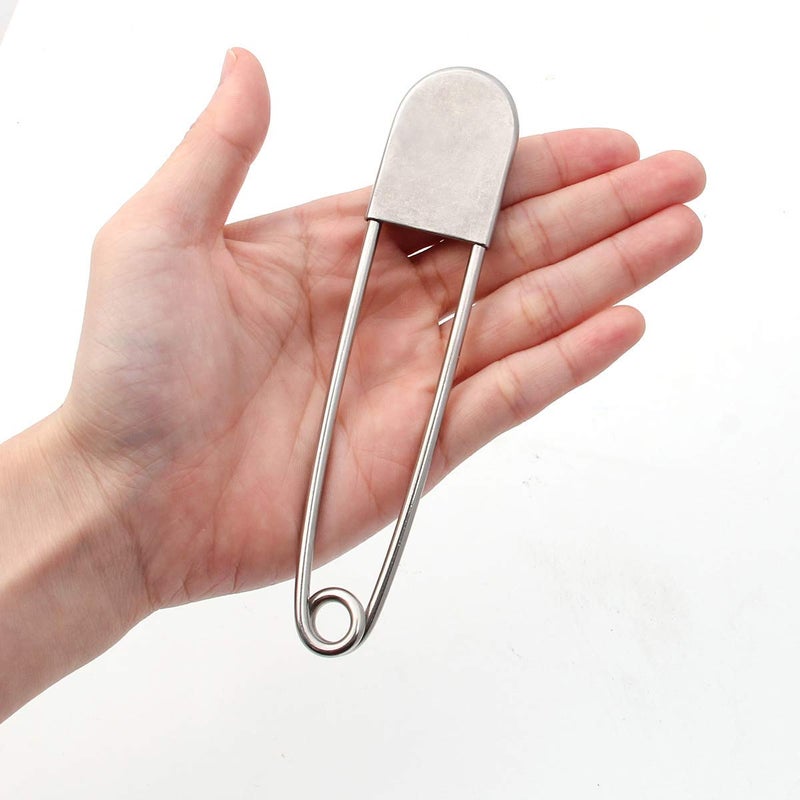 Coitak Large Safety Pins, 5 inch, 10 PCS Stainless Steel, Silver Huge Strong XL, Extra Large Laundry Pins for Blankets - Image 3